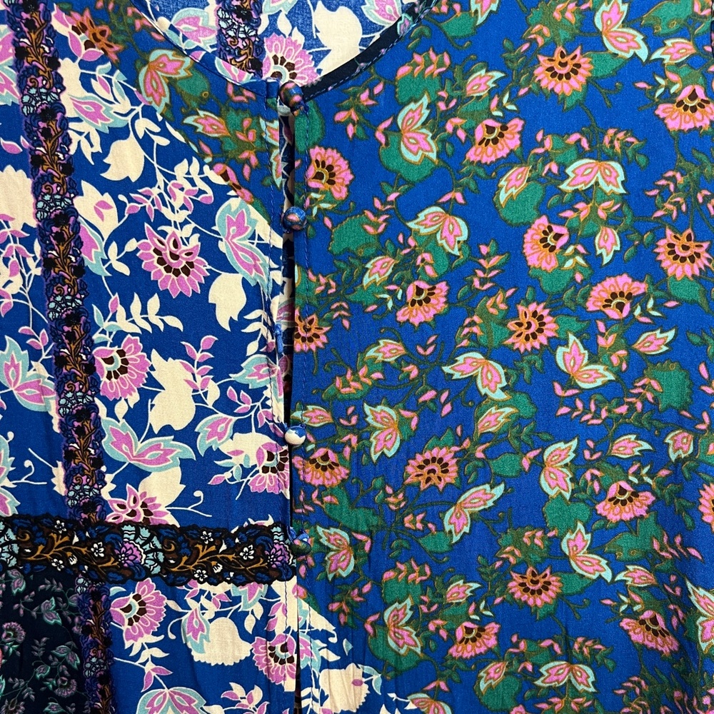 Hayden Los Angeles Colorful Floral Long Boho Duster Bell Sleeve Patchwork Small - Picture 2 of 10